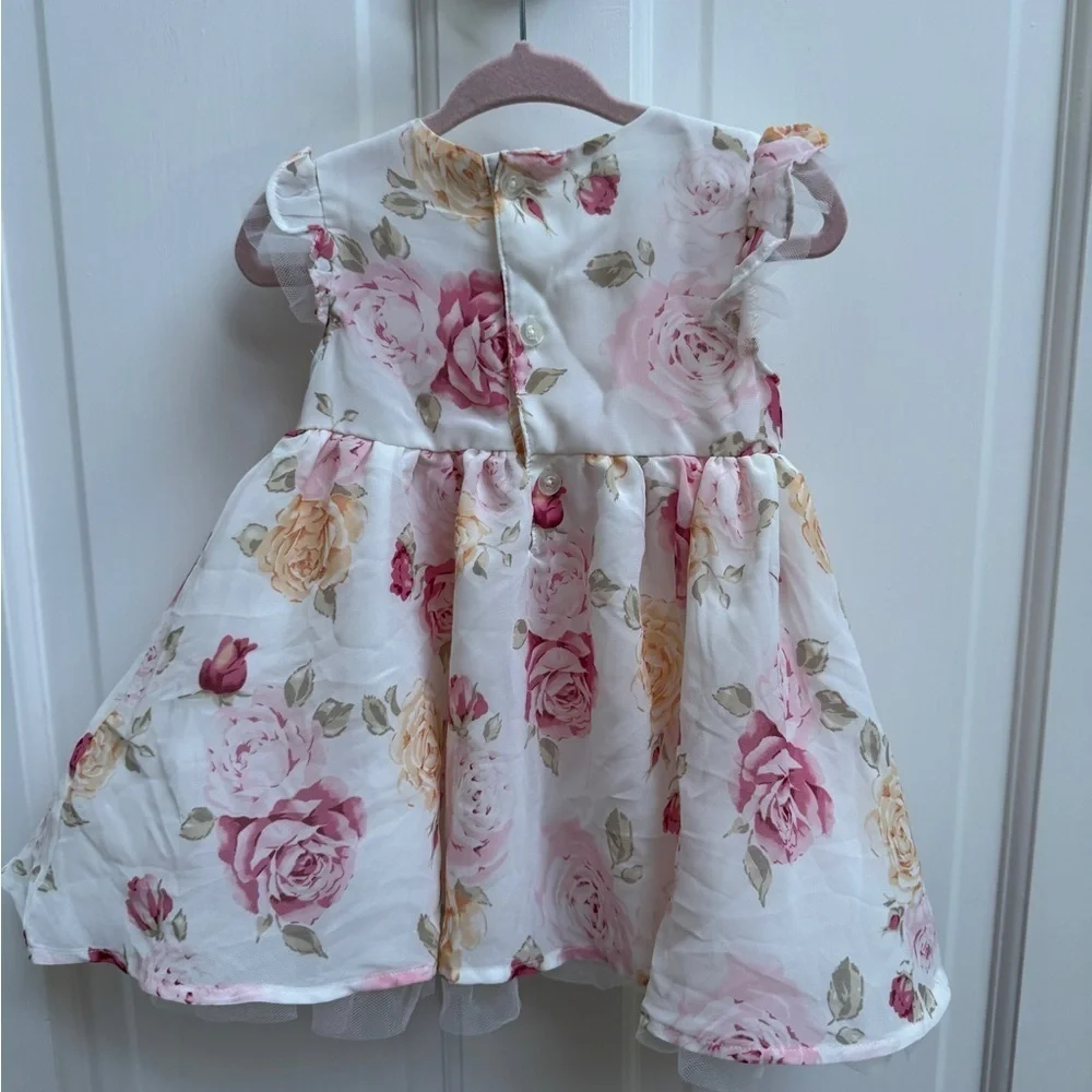 NWOT Max & Molly 9M Girls Multicolor Floral Flutter Sleeve Holiday Dress